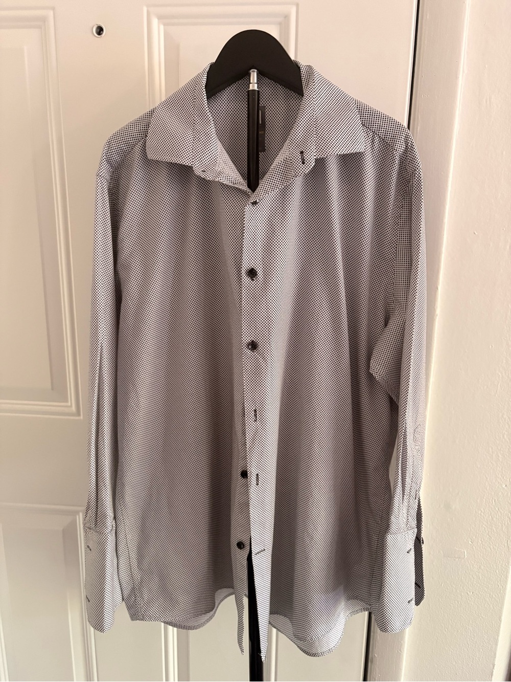 Stacy Adams White and Black Micro-Pattern Dress Shirt